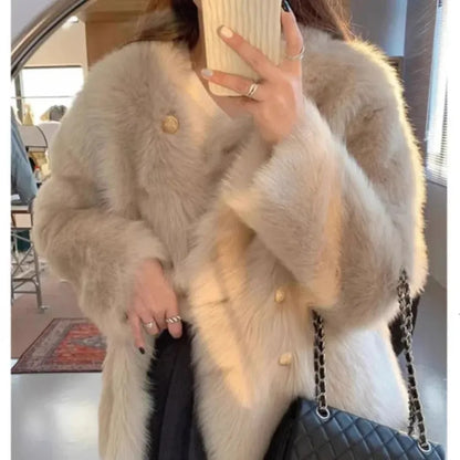 Manteau Court Femme en Fausse Fourrure
